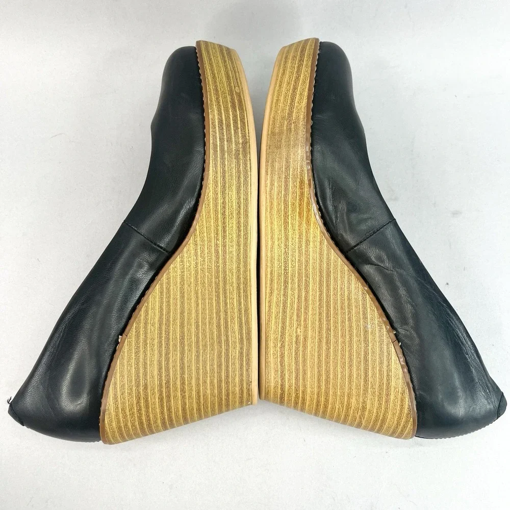 Vagabond Womens 39 9 Florence Pumps Wedge Shoes Black Leather Slip On High Heels